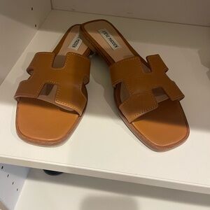 Steve Madden Tan Leather Slide Sandals
